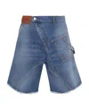 Jw Anderson Twisted Workwear Denim Shorts In Blue