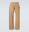Jw Anderson Mens Twisted Workwear Panelled Wide-leg Cotton Trousers Flax In Beige