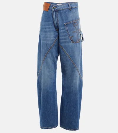 Jw Anderson J.w.anderson Women Workwear Jeans With Off-centralized Closure In Multi