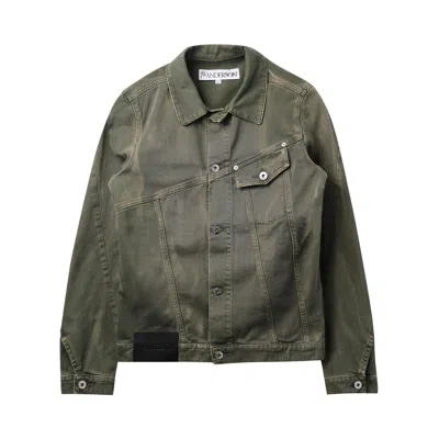 Pre-owned Jw Anderson Twisted Fitted Denim Jacket 'green' | Men's Size Xxl