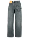 Jw Anderson J. W. Anderson Wide-leg Twisted Design Denim Pants In Grey