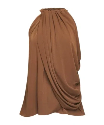 Jw Anderson Twisted Drape Halter Top In Brown