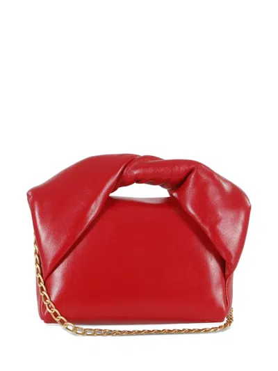 Jw Anderson Twisted-handle Leather Shoulder Bag In Red