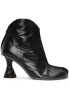 Jw Anderson Leather Twisted Heel Ankle Boots In Black