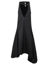 Jw Anderson Maxikleid Aus Twill Aus Einer Wollmischung Mit Nadelstreifen Und Cut-outs In Nachtblau