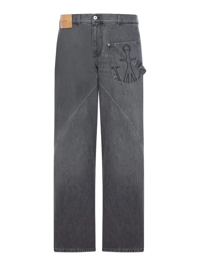 Jw Anderson Twisted Jeans In Grey