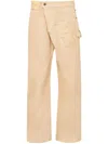 Jw Anderson Mens Twisted Workwear Panelled Wide-leg Cotton Trousers Flax In Neutrals