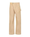 Jw Anderson Mens Twisted Workwear Panelled Wide-leg Cotton Trousers Flax In Nude