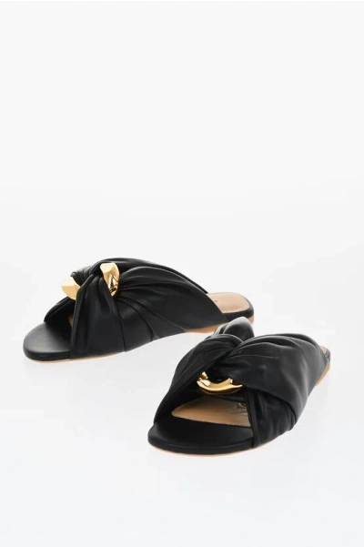 JW ANDERSON TWISTED LEATHER SLIDES