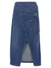 Jw Anderson Light Blue Denim Twisted Midi Skirt<br/> In Light Blue