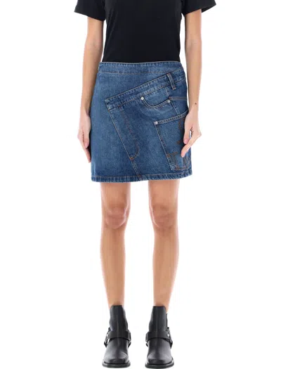 Jw Anderson Twisted Mini Denim Skirt For Women In Blue