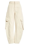 Jw Anderson Cotton Barrel-leg Cargo Pants In Chalk