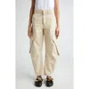 Jw Anderson Cotton Barrel-leg Cargo Pants In Chalk