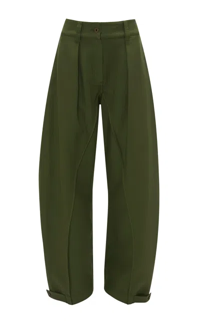Jw Anderson Twisted Seam Cotton Balloon Pants In Green