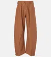 Jw Anderson Twisted Seam Cotton Wide-leg Pants In Brown
