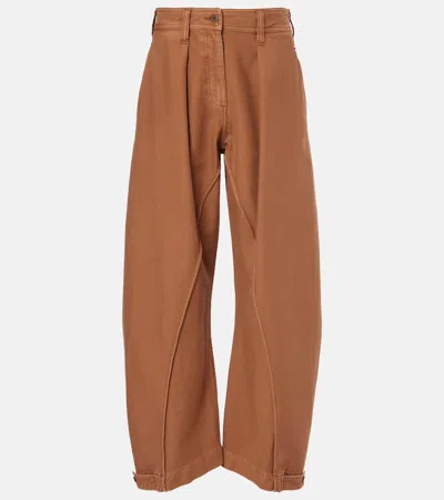Jw Anderson Twisted Seam Cotton Wide-leg Pants In Caramel
