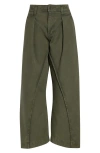 Jw Anderson Twisted Seam Pleated Wide Leg Trousers In Green