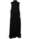 Jw Anderson Black Twisted Drape Sheer Maxi Dress In Black