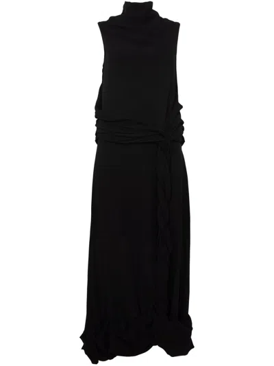 Jw Anderson Twisted Sheer Dress In Black