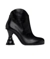 Jw Anderson Leather Twisted Heel Ankle Boots In Black