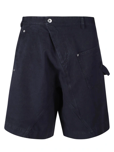 Jw Anderson Knee-length Twisted Bermuda Shorts In Navy