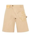 Jw Anderson Beige Bermuda Shorts With Patch Pocket With Logo On The Front In Nude