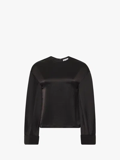 Jw Anderson Twisted Sleeve Satin Top In Black