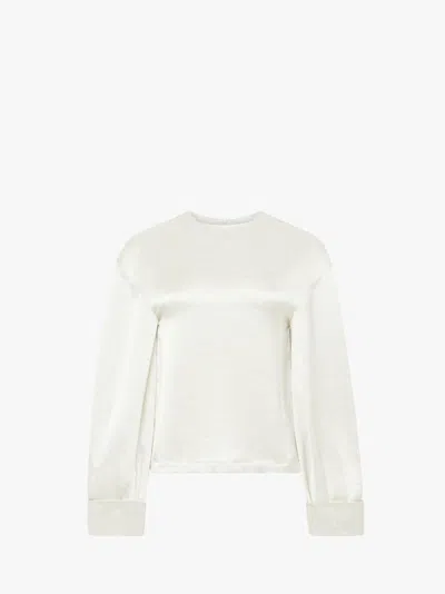 Jw Anderson Twisted Sleeve Satin Top In White