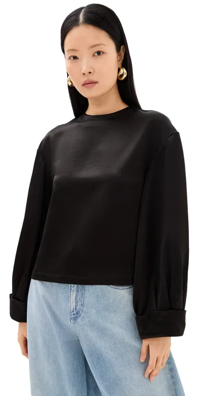 Jw Anderson Twisted Sleeve Satin Top In Black