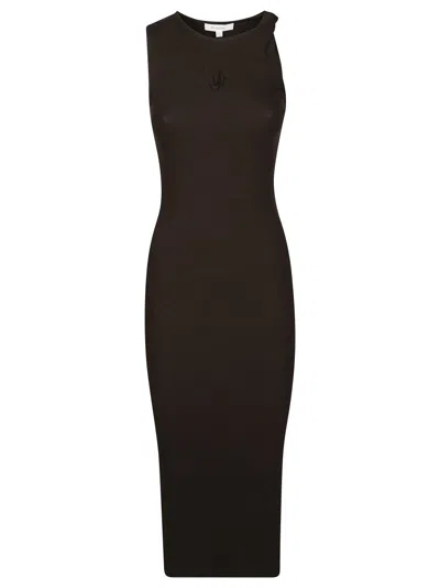 Jw Anderson Brown Anchor Embroidery Twisted Strap Maxi Dress In Green