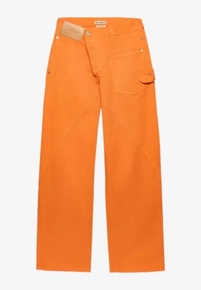 Jw Anderson Embroidered High-rise Straight Jeans In Orange