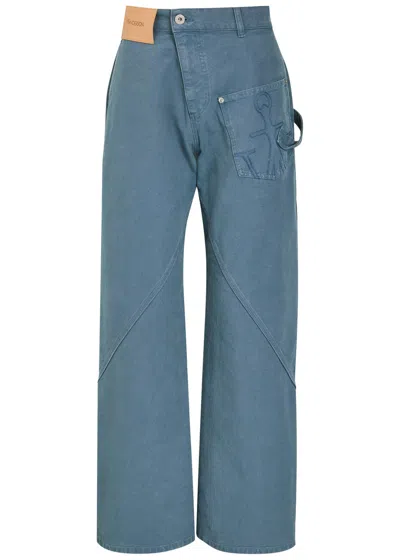 Jw Anderson Twisted Wide-leg Jeans In Blue