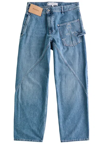 Jw Anderson Twisted Wide-leg Jeans In Light Blue