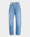 Jw Anderson Twisted Denim Trousers Embroidered Pocket In Light Blue