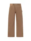 Jw Anderson Mens Twisted Workwear Panelled Wide-leg Cotton Trousers Flax In Flax