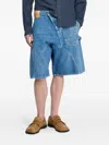 Jw Anderson Twisted Workwear Anchor-patch Denim Shorts In Blue