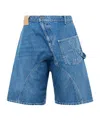 Jw Anderson Twisted Workwear Anchor-patch Denim Shorts In Blue