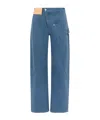 Jw Anderson Twisted Cotton Canvas Wide-leg Pants In Blue