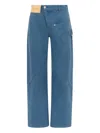 Jw Anderson Twisted Cotton Canvas Wide-leg Pants In Blue