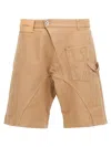 Jw Anderson Beige Bermuda Shorts With Patch Pocket With Logo On The Front In Flax