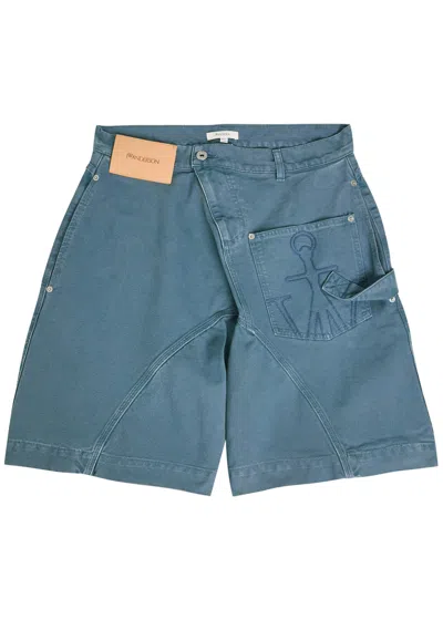 Jw Anderson Twisted Workwear Canvas Shorts In Blue