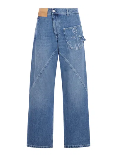 Jw Anderson Twisted Workwear Denim Jeans In Blue