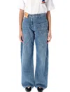 Jw Anderson Twisted Denim Trousers Embroidered Pocket In Blue