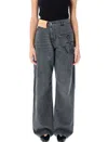 Jw Anderson J. W. Anderson Wide-leg Twisted Design Denim Pants In Gray