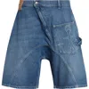 Jw Anderson Twisted Workwear Anchor-patch Denim Shorts In Blue