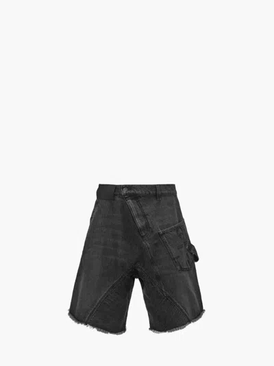 Jw Anderson Twisted Workwear Denim Shorts In Grey