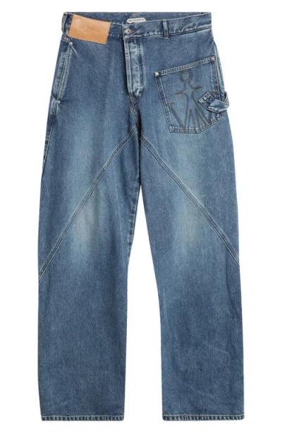 Jw Anderson Twisted Workwear Jeans In Blue