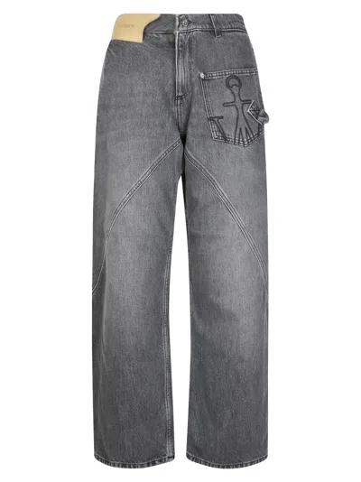 Jw Anderson Twisted Workwear Jeans In Gray