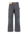 Jw Anderson J. W. Anderson Relaxed Fit Grey Jeans With Diagonal Stitching And Embroidered Logo In Gray