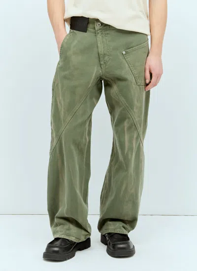 Jw Anderson Twisted Workwear Jeans In Green